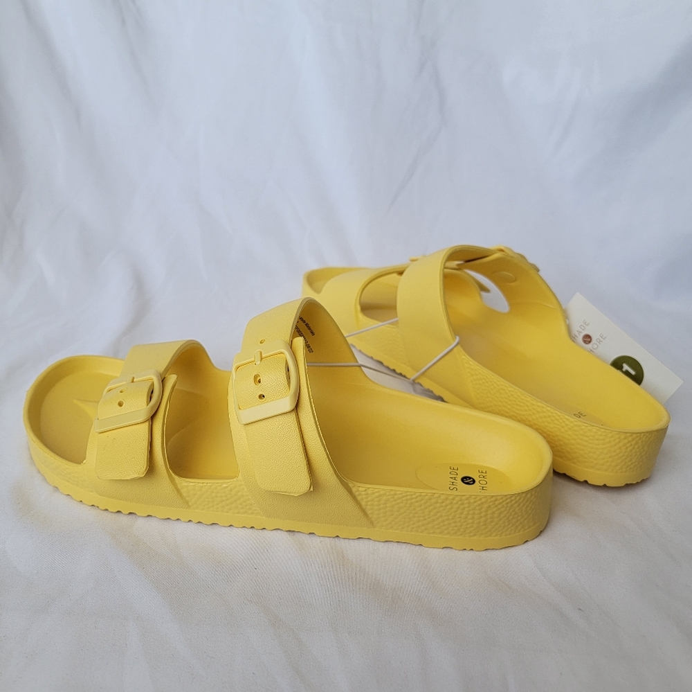 Shade & Shore Neida Yellow 2 Strap Buckle Sandals - Picture 4 of 7